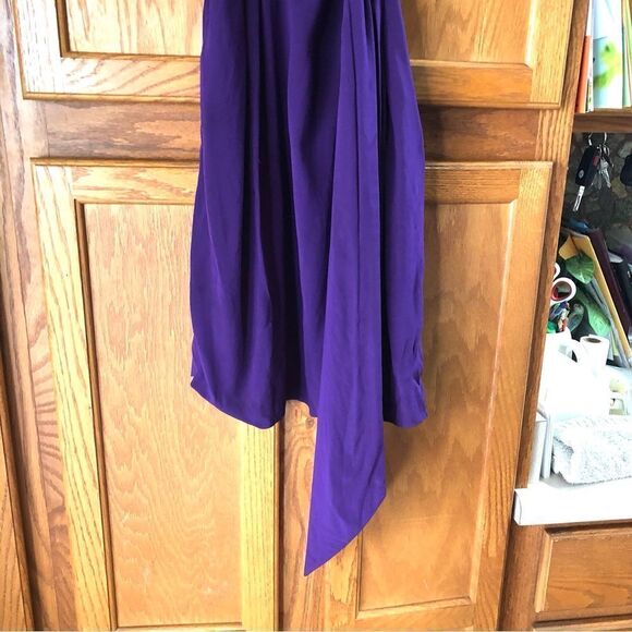 Ali Ro Purple Drape Neck Flutter Sleeve Silk Blend Mini Dress - Picture 5 of 14